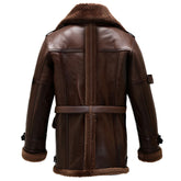 Men’s Winter Dark Brown Sheepskin Sherpa-Lined Leather Coat